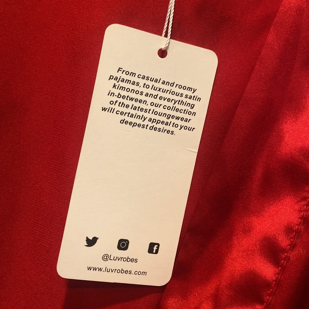 NWT Luvrobes Red Satiny Mid-Thigh Kimono Robe - Picture 4 of 8